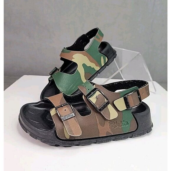 Birki’s Birkenstock Camouflage Sandals Kids Size 28 (10 - 10.5) Camo Green Brown - Picture 2 of 12